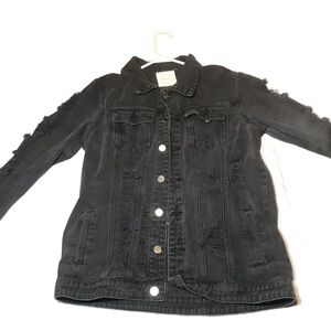 Stylish grunge Black Juniors Denim Jacket frayed